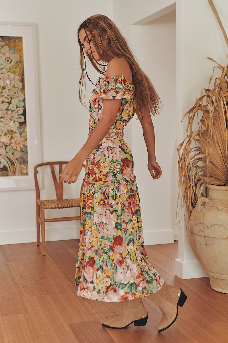 INTO THE GARDEN OFF THE SHOULDER MIDI DRESS ~ Ministry of Style