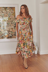 INTO THE GARDEN OFF THE SHOULDER MIDI DRESS ~ MOS the label