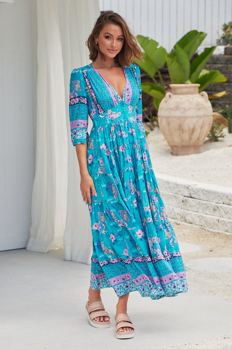 Berry Maxi Dress - Starry Turquoise