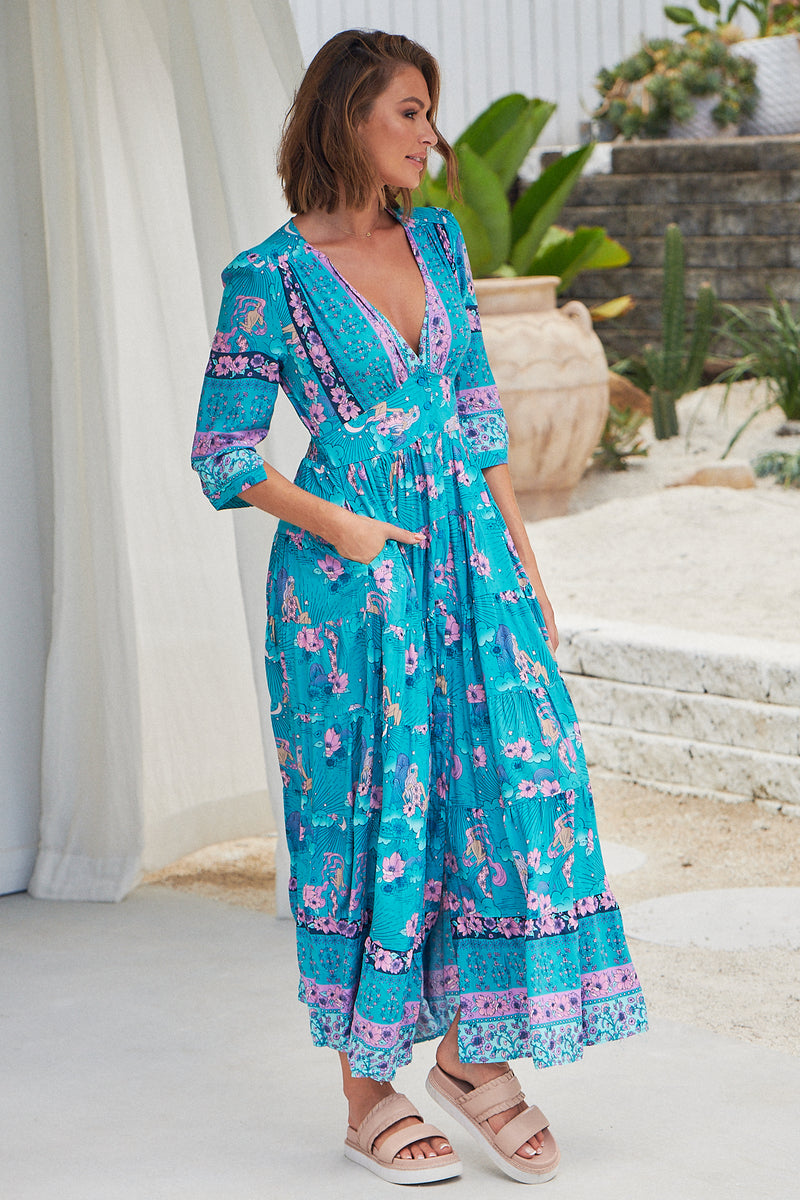 Berry Maxi Dress - Starry Turquoise