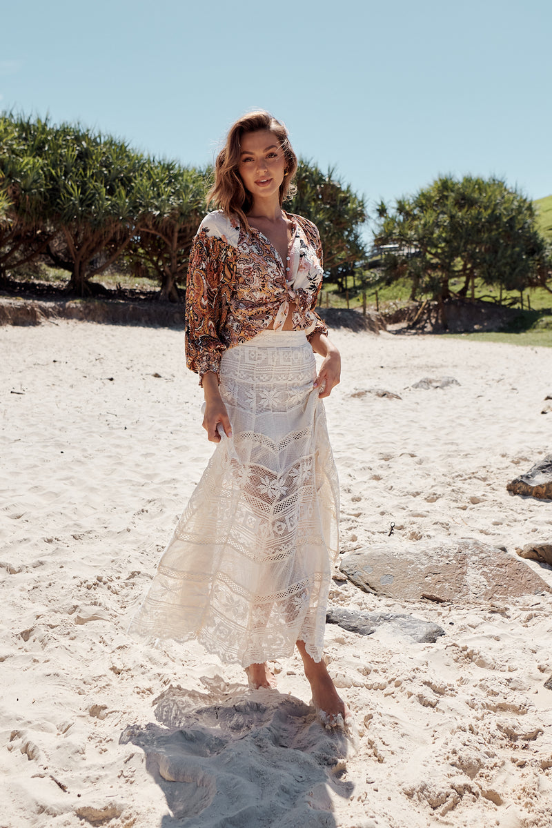 Gemini Blouse - Sand Combo