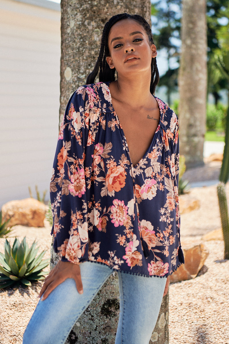 Rue Top -  Winter Rose Navy