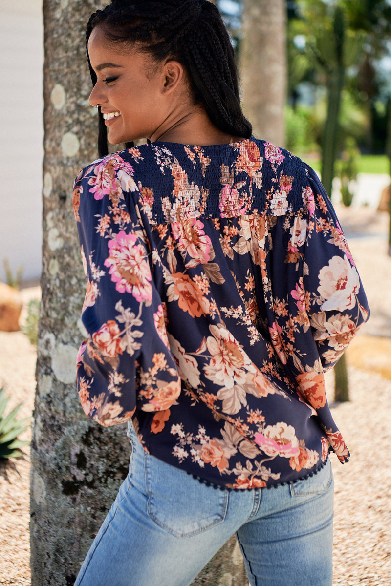 Rue Top -  Winter Rose Navy