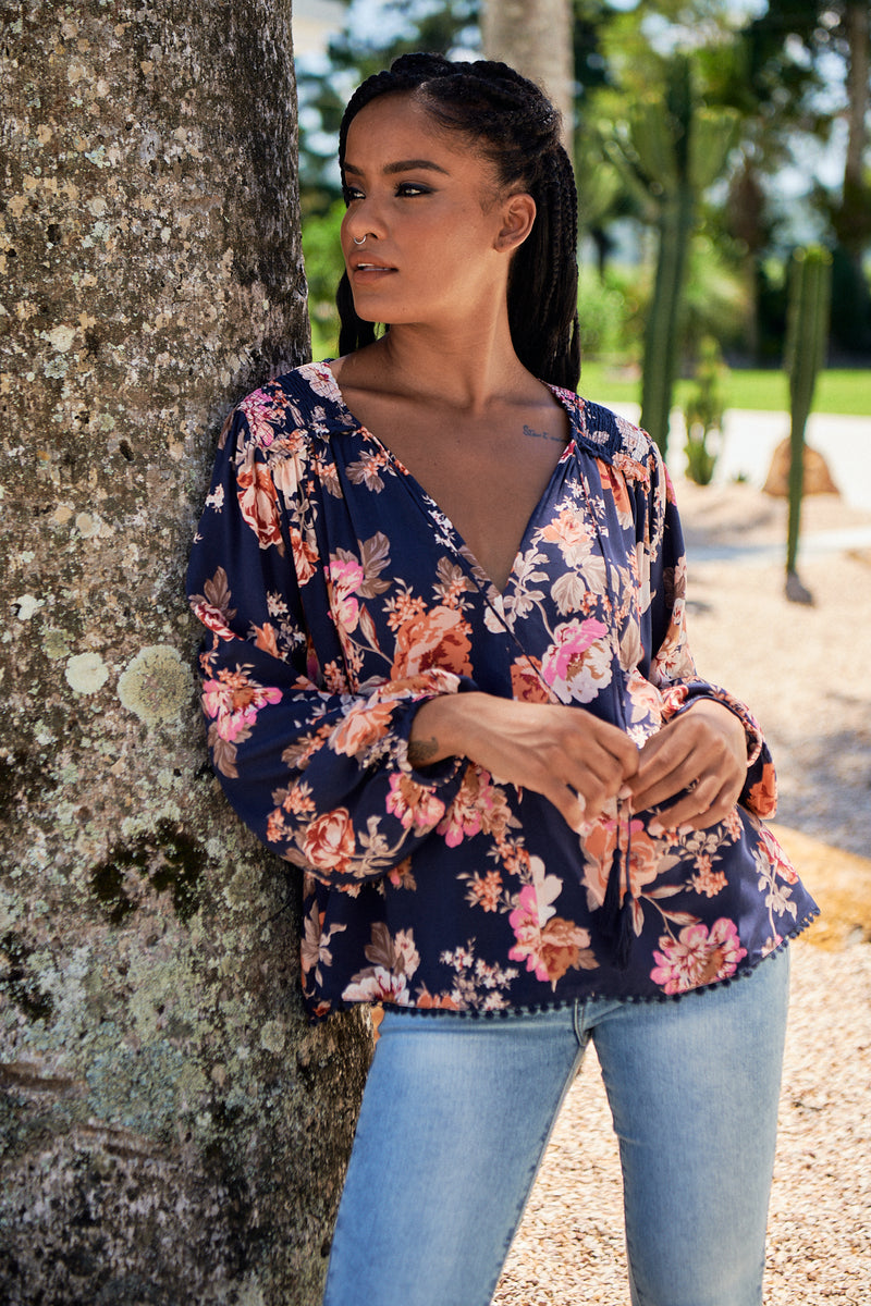 Rue Top -  Winter Rose Navy