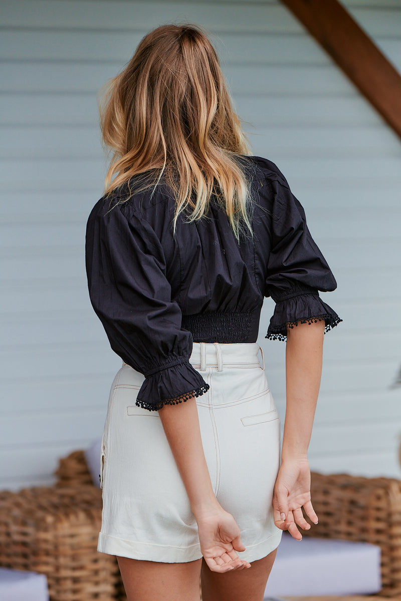 Louella Embroidered Top - Black ~ Free People
