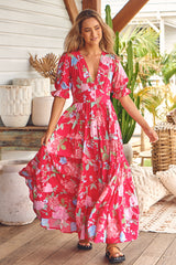 Annabel Maxi Dress - Cerise