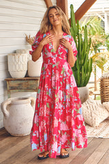 Annabel Maxi Dress - Cerise