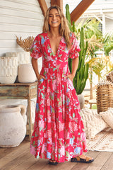 Annabel Maxi Dress - Cerise