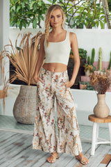 Menocra Cropped Printed Pants - Taupe Combo