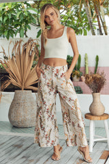 Menocra Cropped Printed Pants - Taupe Combo