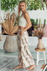 Menocra Cropped Printed Pants - Taupe Combo