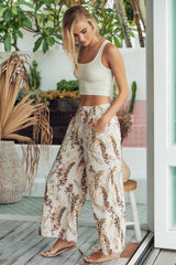 Menocra Cropped Printed Pants - Taupe Combo