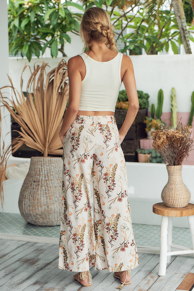 Menocra Cropped Printed Pants - Taupe Combo