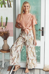 Menocra Cropped Printed Pants - Taupe Combo