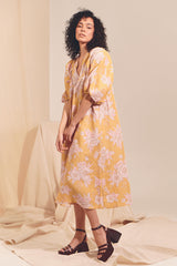 Boheme Linen Midi Dress - HAWAII Sunrise