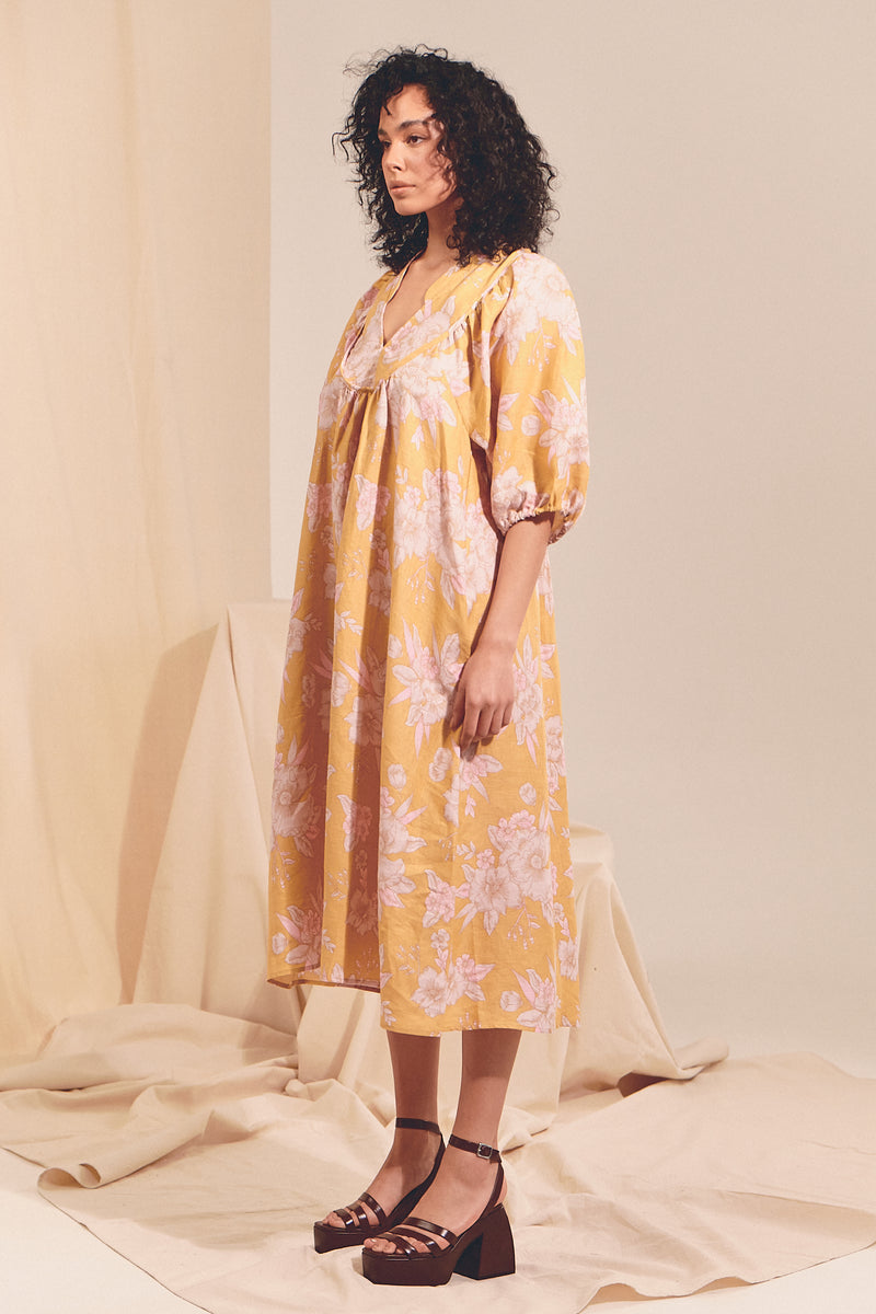 Boheme Linen Midi Dress - HAWAII Sunrise