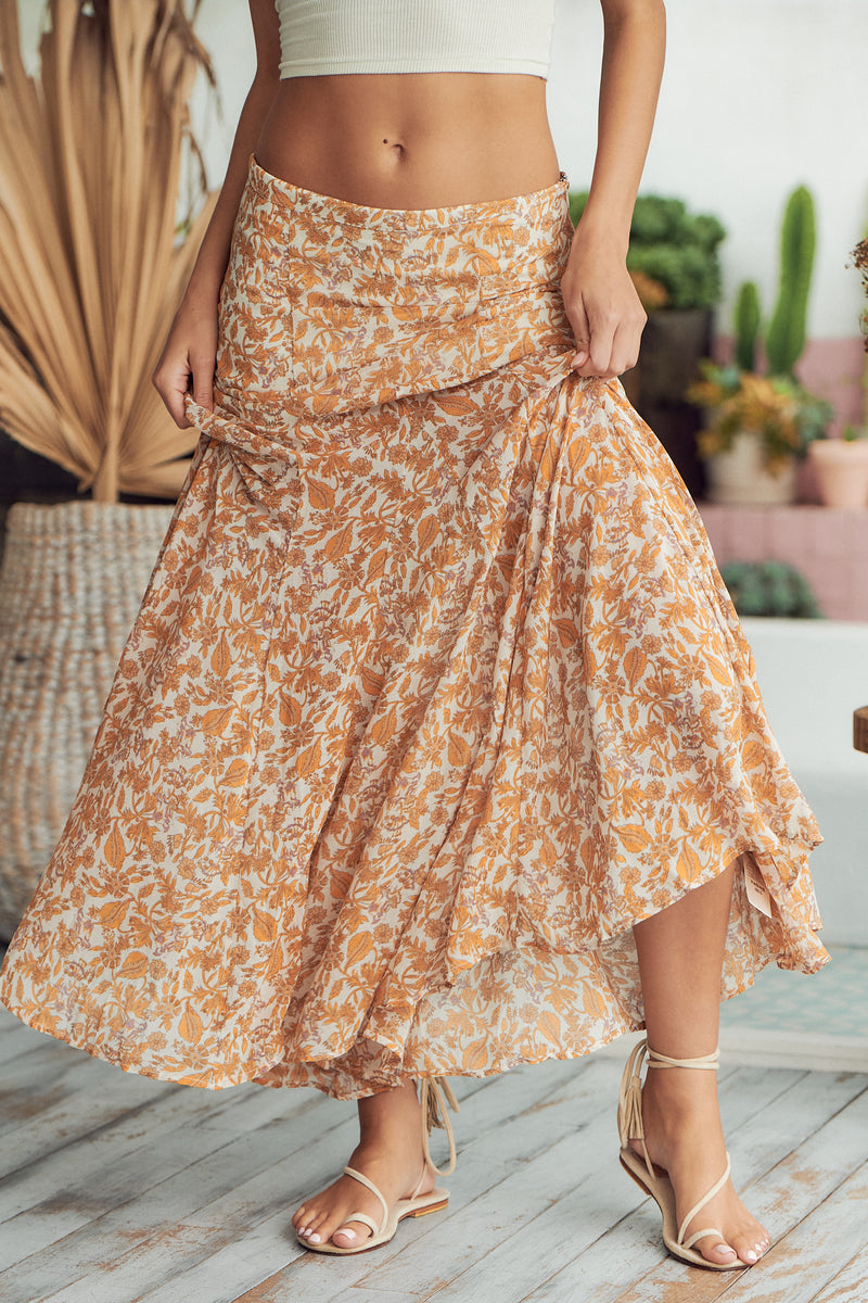 Lilith Printed Midi Skirt - Light Combo