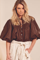 BIRDIE BLOUSE - Chocolate