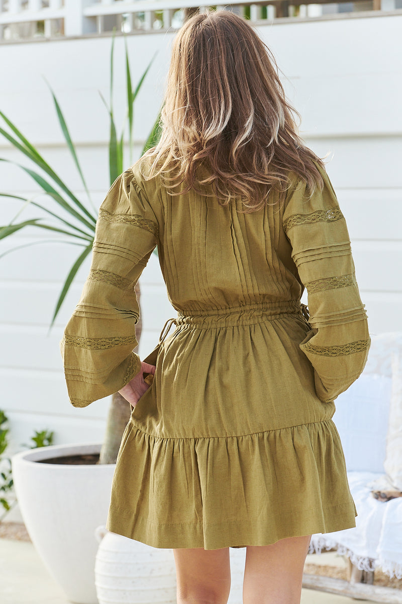 Loom Mini Dress- Olive ~ Ministry of Style