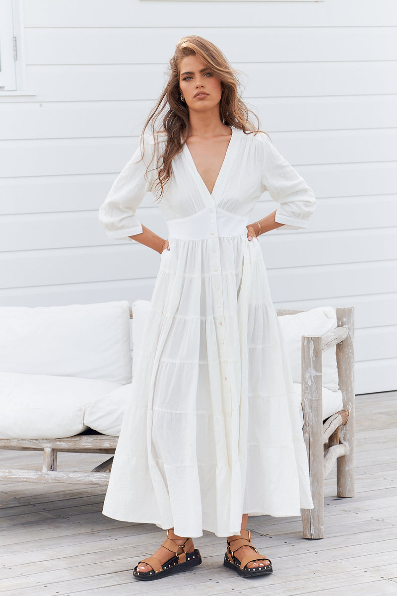 Berry Maxi Dress - White Poppy