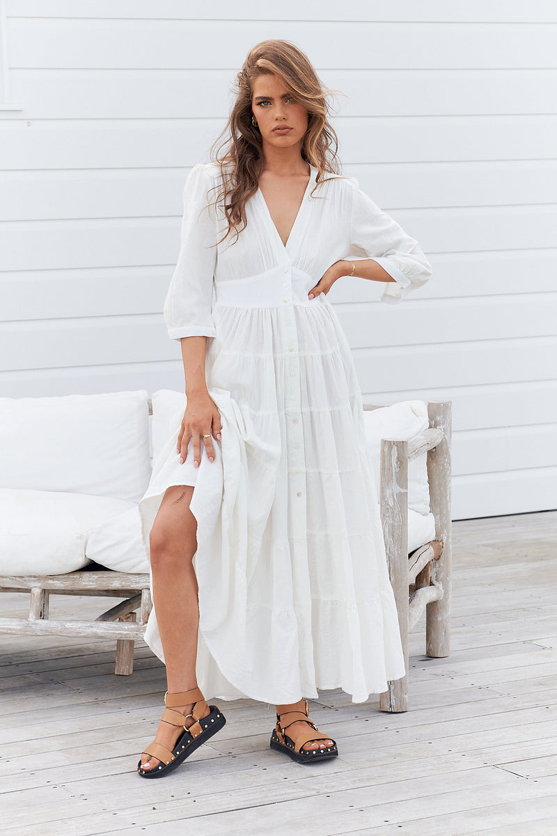 Berry Maxi Dress - White Poppy