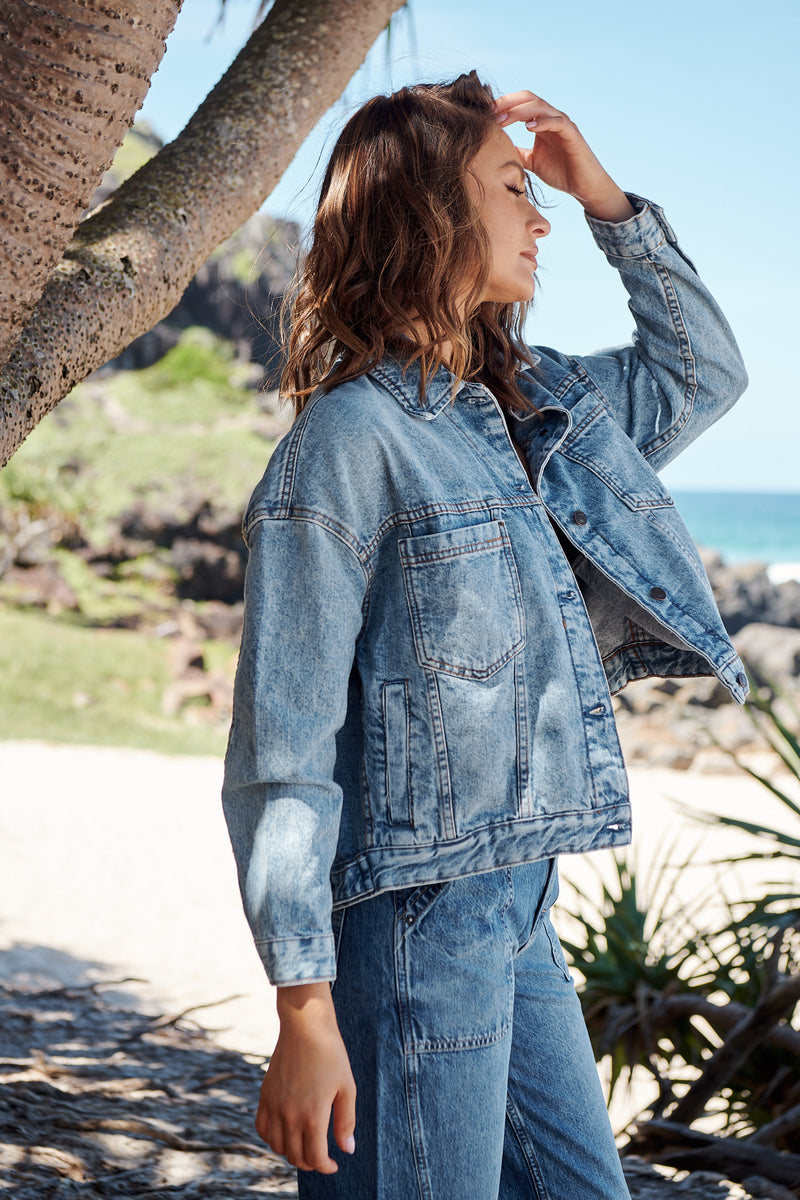 Opal Swing Denim Jacket- Ocean Night ~ Free People