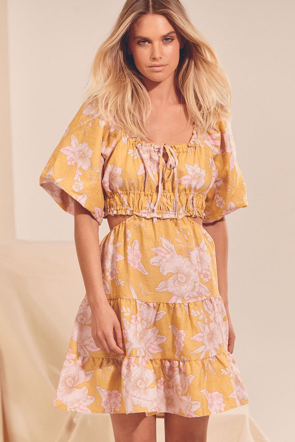 Summer Linen Mini Dress - Hawaii Sunrise
