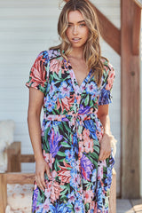 June Dress - Midnight Tropics