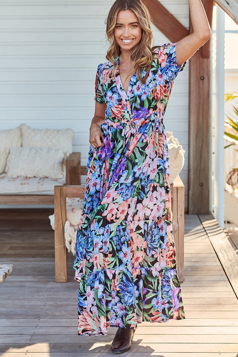 June Dress - Midnight Tropics