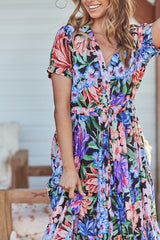 June Dress - Midnight Tropics