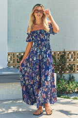 Claudette Maxi Dress - INDIGO FLORAL
