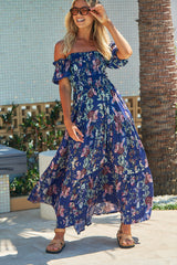 Claudette Maxi Dress - INDIGO FLORAL