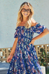 Claudette Maxi Dress - INDIGO FLORAL