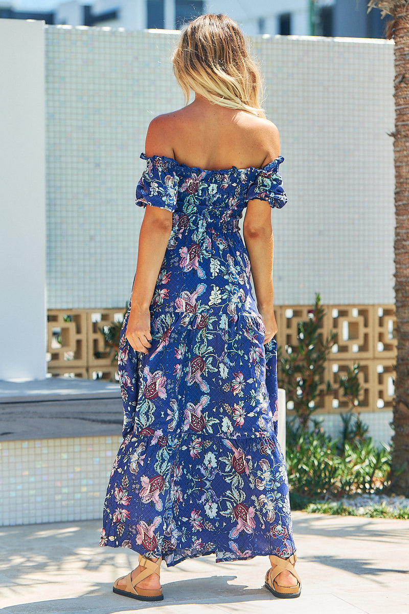 Claudette Maxi Dress - INDIGO FLORAL