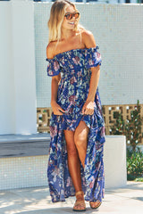 Claudette Maxi Dress - INDIGO FLORAL