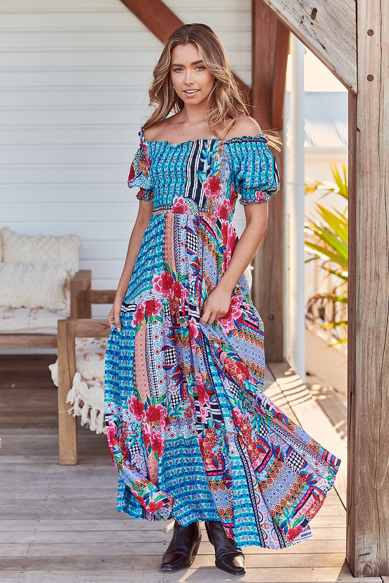 claudette maxi dress Pixie Print Claudette Maxi Dress - Jaase