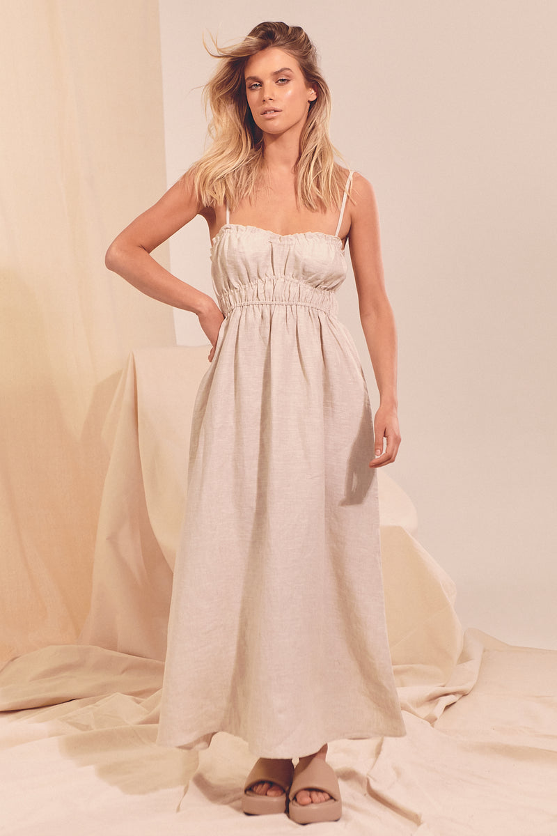 Cleo Linen Maxi Dress - Natural Messina