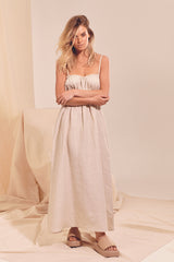 Cleo Linen Maxi Dress - Natural Messina