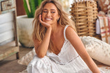 Gypsy Dress - White Embroidered