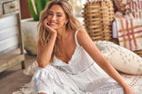 Gypsy Dress - White Embroidered