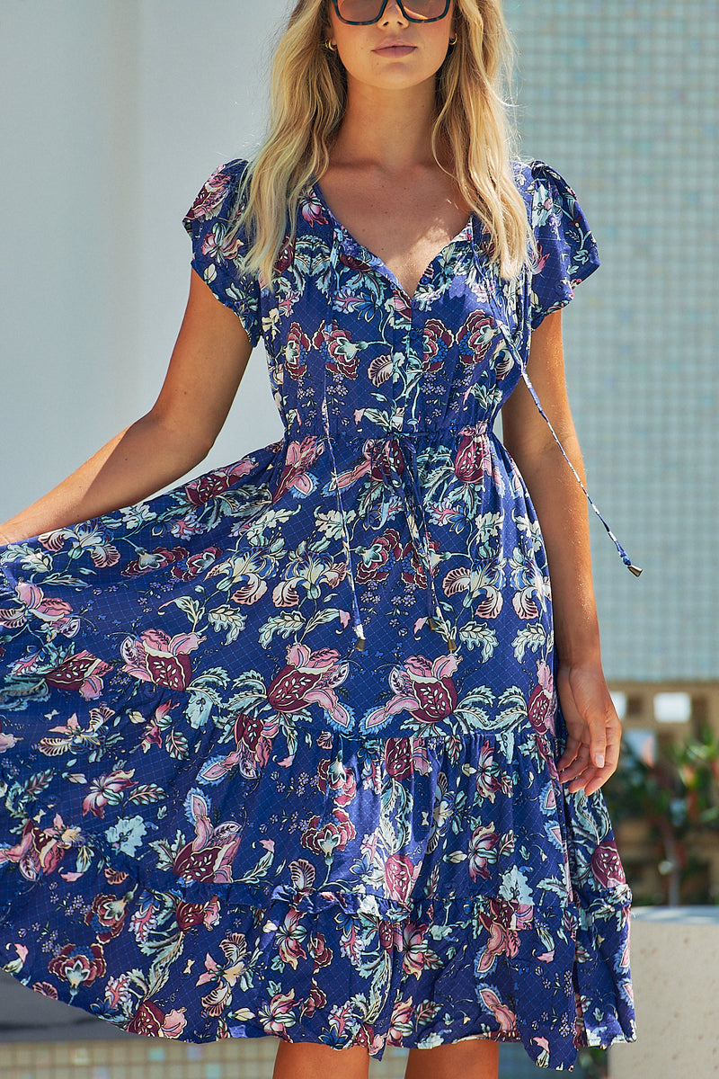 Slate Dress -  Indigo Floral