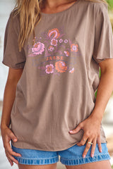 Vintage Tee - LOTUS FLOWER ~ Mocha