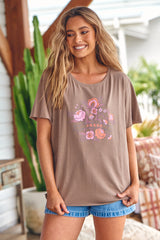 Vintage Tee - LOTUS FLOWER ~ Mocha