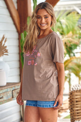 Vintage Tee - LOTUS FLOWER ~ Mocha