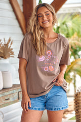 Vintage Tee - LOTUS FLOWER ~ Mocha