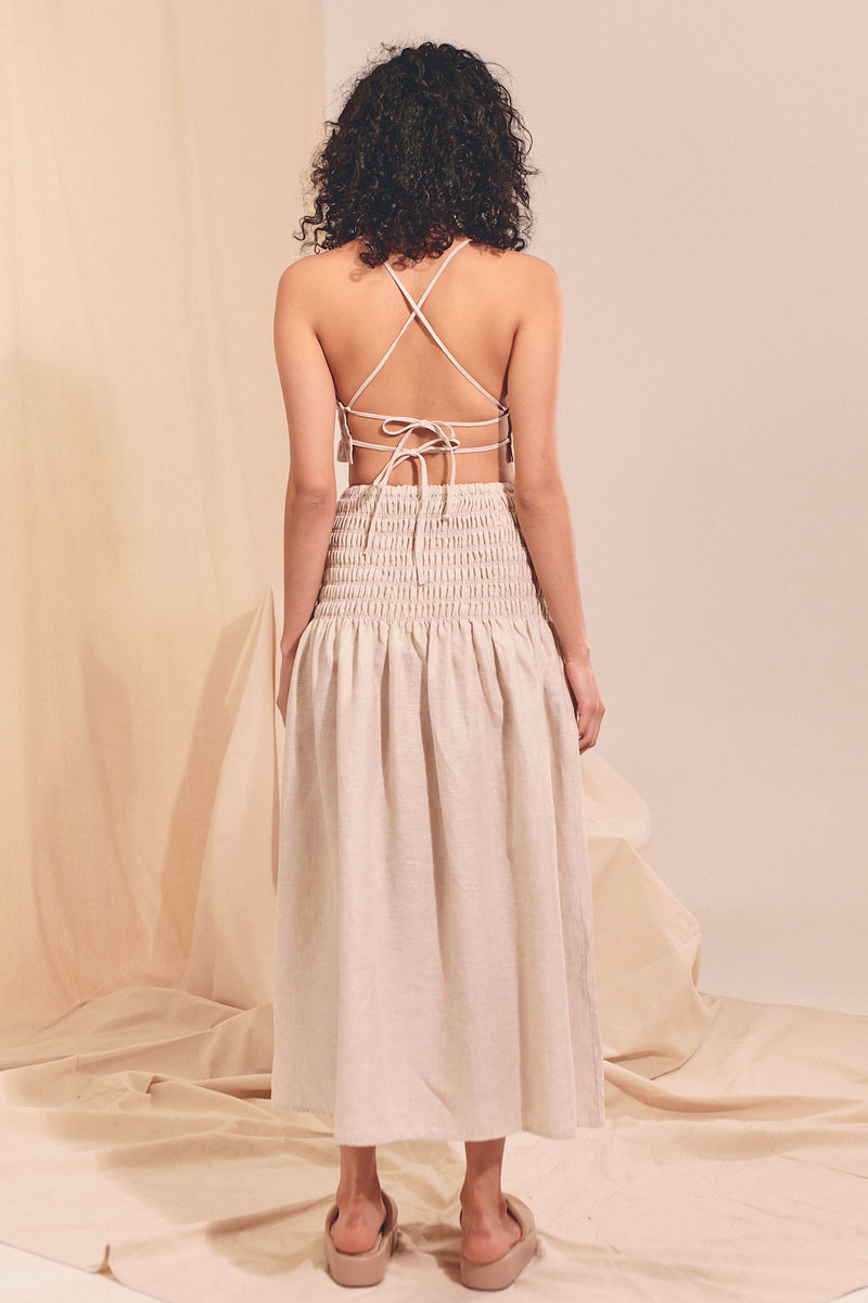 Cece Linen Crop- Natural Kiva