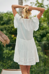 Lilly Mini Dress - Sweet Pea White Embroidery