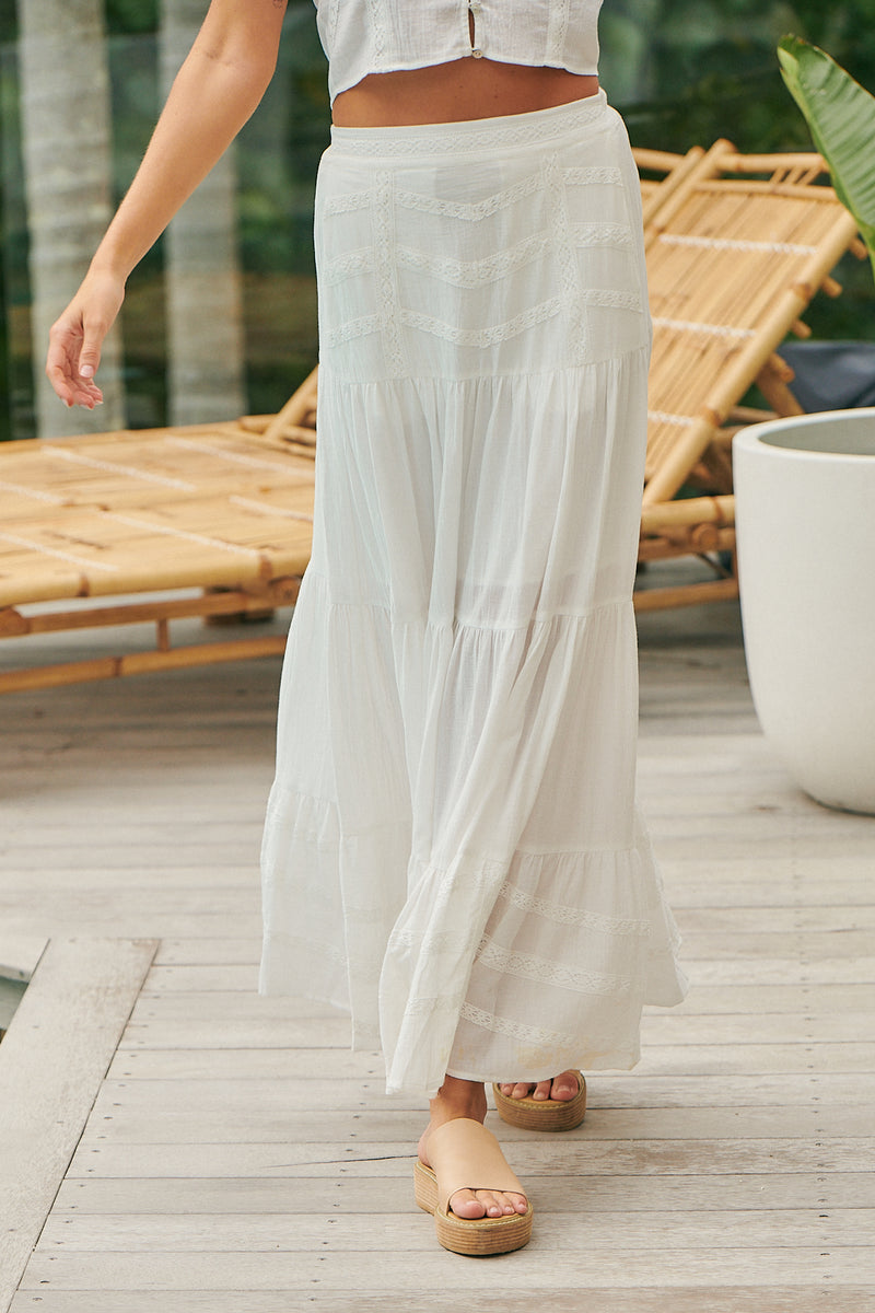 Amelia Skirt  - Sweet Pea White Embroidery