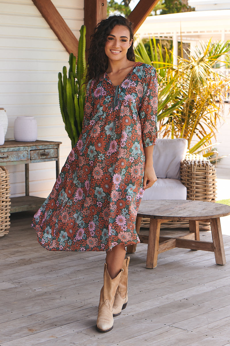 Penny Midi Dress - Garden of Dreams