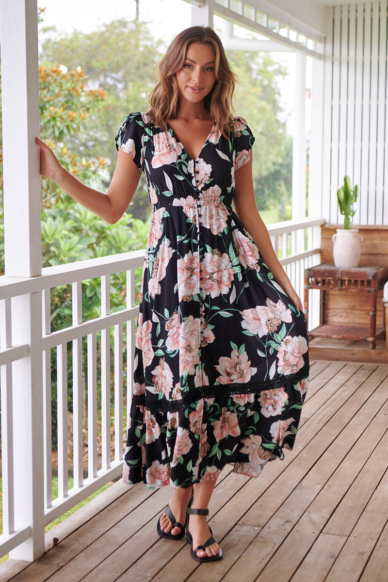 Carmen Maxi - Peach Wild Flower
